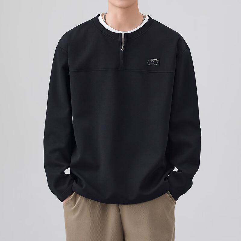 JEEP Men's American Retro Double-Layer Collar Pullover Sweatshirt