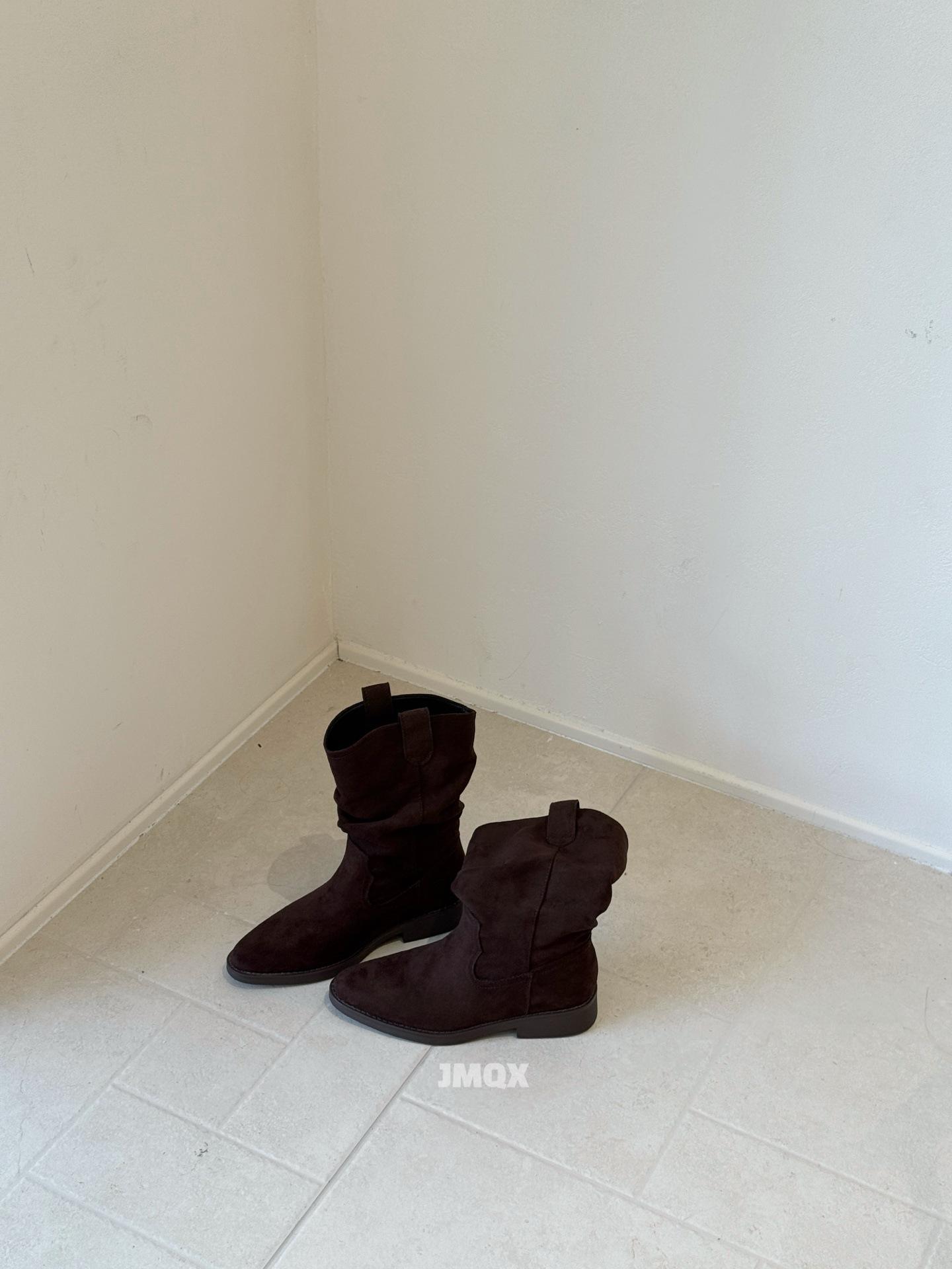 

Винтажные замшевые ботинки Maillard Женские осенне-зимние ботинки на толстом каблуке с острым носком и плиссировкой, ботинки-чулки, ковбойские ботинки в западном стиле, короткие ботинки 37 кофейный