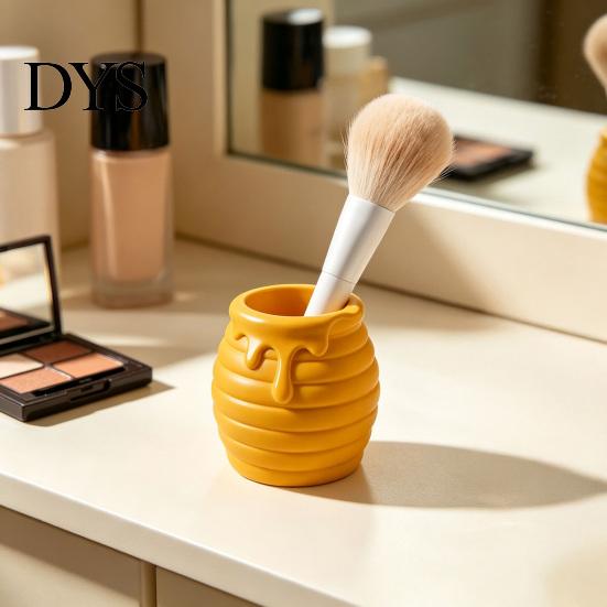 Desk Storage for Students 3D Printed Honey Jar Pen Holder, Creative Organizer Office Dressing Table Stationery, Makeup Brush Toothbrush Cute Container