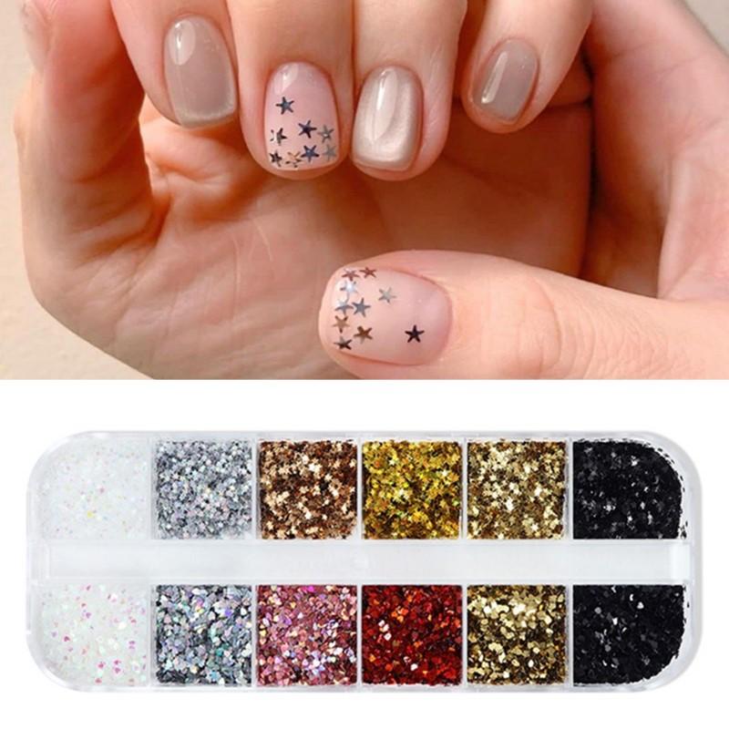 2026NEW Creative Nail Art Glitter 1mm, Mini Star & Love Shape Sparkling Decoration, Cute DIY Accessory for Salon Manicure Design