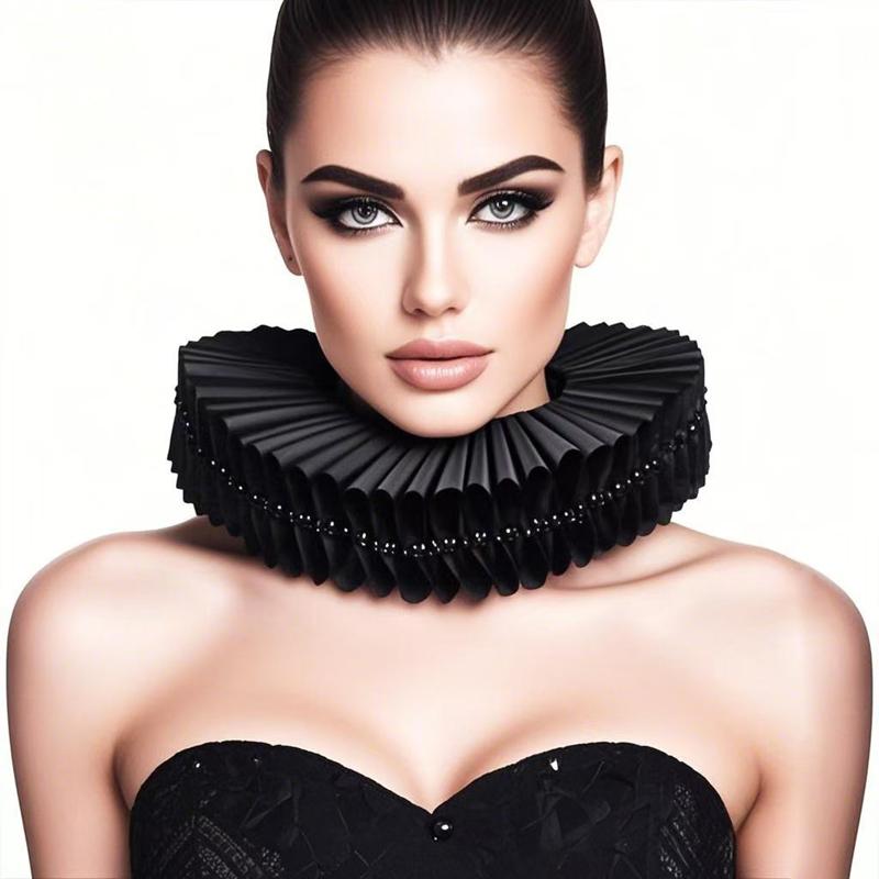 Perfect Match White Scarf Neck Ruffle Fake Collar Opera Performance Retro Decoration Collar Medieval Costume Accessories Po Props