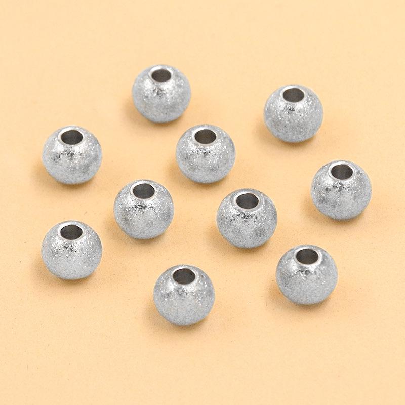 Round Sandblasted Stainless Steel Beads: 2 Colors & 4 Sizes for Jewelry Making (Necklaces & Bracelets) 4x1.5mm 1 piece 0.1g beige