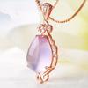 Silver-Plated Fairy Necklace: Pink Crystal & Hibiscus Stone Pendant On Rose Gold Clavicle Chain, Perfect Gift for Women
