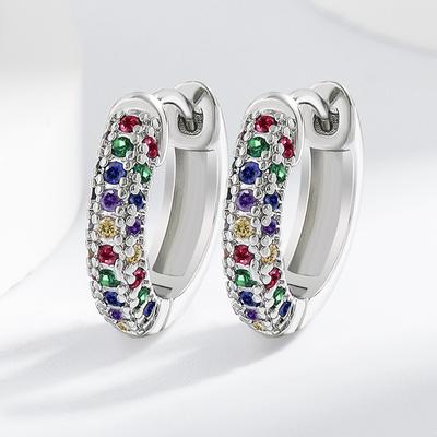 2026 Fashion New Ear Accessories Earrings Mixed Color Design High Sense Niche Fashion Zircon Rainbow Ear Buckle Earrings