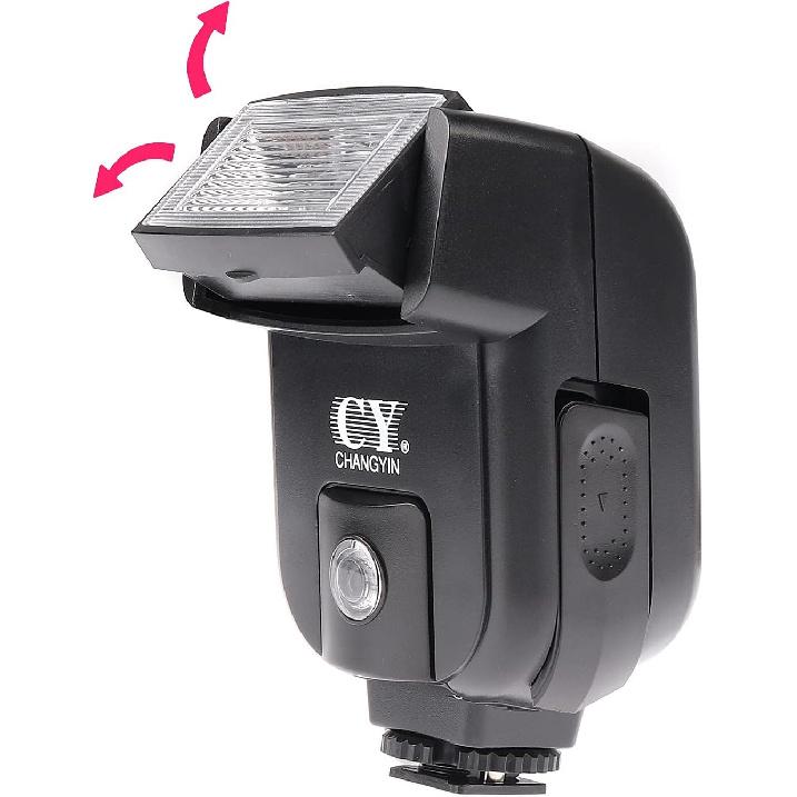 FocusFoto YINYAN CY-20 Universal Hot Shoe On-Camera Flash Speedlite Electronic Speedlight with Sync Port for Nikon Canon Panasonic Olympus Pentax