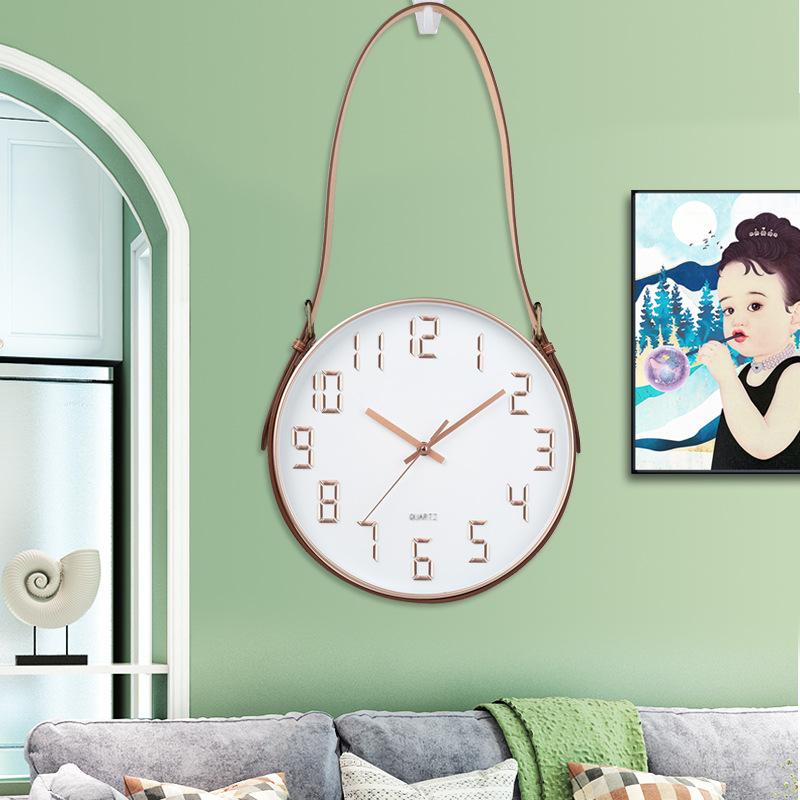 12 Inch 30CM Silent Belt Hanging Clock, Fashionable Home Living Room Three-dimensional Digital Minimalist Clock