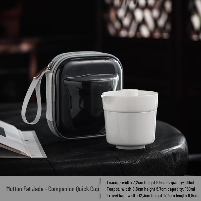 Portable Travel Tea Set: One Pot & Two Cups for Home, Office & Camping with Logo