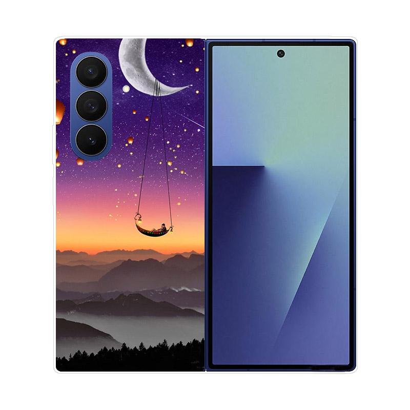 Luxury Transparent Hard PC Folding Phone Case For Samsung Galaxy Z Fold 7 6 5 4 ZFold 3 Fold7 Cases Fashion Painting Clear Cover