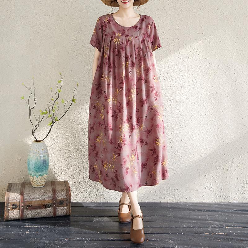 Summer Cotton Silk Loose Nightgown for Plus Size Women - Casual Mom Style Home Dress