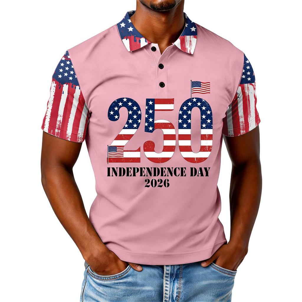 Men's Loose And Casual Flag Letter Print T-shirt Short-sleeved Top