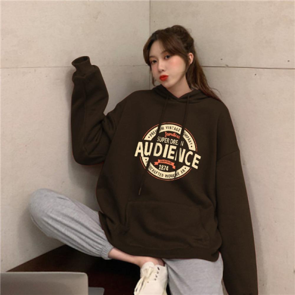 Fleece Loose Hooded Sweater Women's Autumn and Winter Coat Vintage Long-sleeved Bottoming Shirt Top