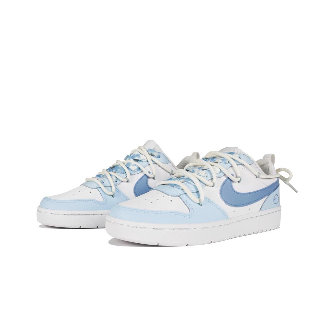 Nike Court Borough Low Nine Systems Low top Skateboard Shoes GS White Blue DV5456-106(Team-S-BOX)-Random packaging bags