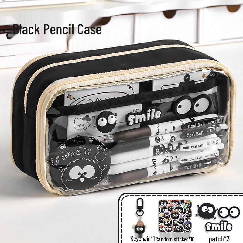 Upgraded Transparent Coal Ball Pencil Case - Stylish, High Capacity for Boys & Girls