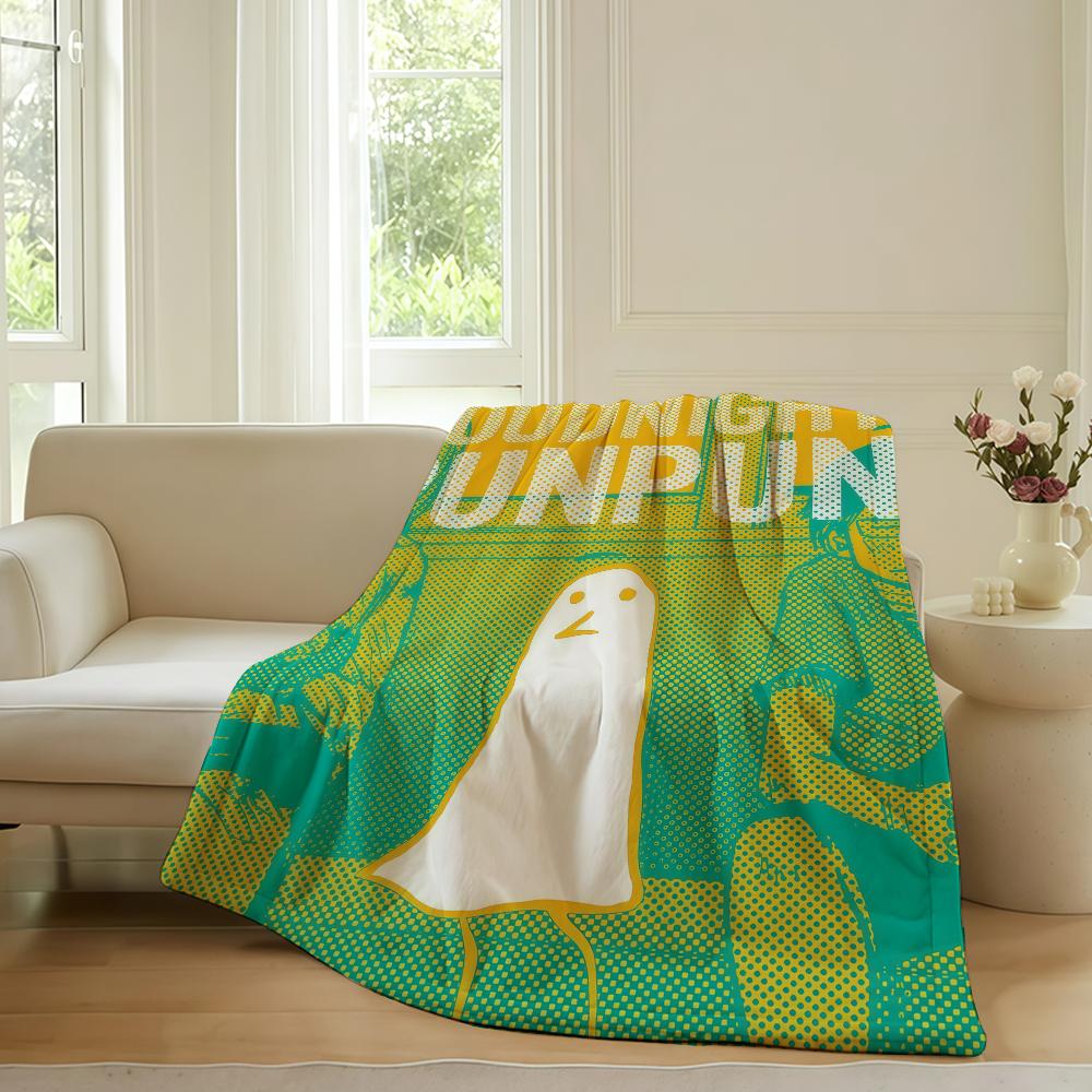 Cartoon Goodnight Punpun Blanket For Sofa Office Bed Plane Travel Sleep Read Relax Camping Soft And Warm