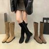 Western Cowboy Martin Boots Fashion Skinny Boots Women's Shoes 2025 New Autumn Retro Suede Knight Boots Boots Boots