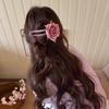 Simulated Rose Flower Duckbill-shaped Hair Clip for Spring and SummerSweet Semi-tied Hair Clip Back of The Head Headwear