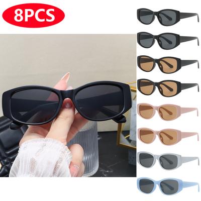 1/8pcs New Rectangular Frame Sunglasses Women INS Personalized Luxury Square Retro UV Resistant Glasses Unisex