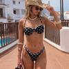 1011 European and American Small Polka Dot Wave Lace Hemming Suspenders Gather Sexy Hot Spring Vacation Split Swimsuit Women