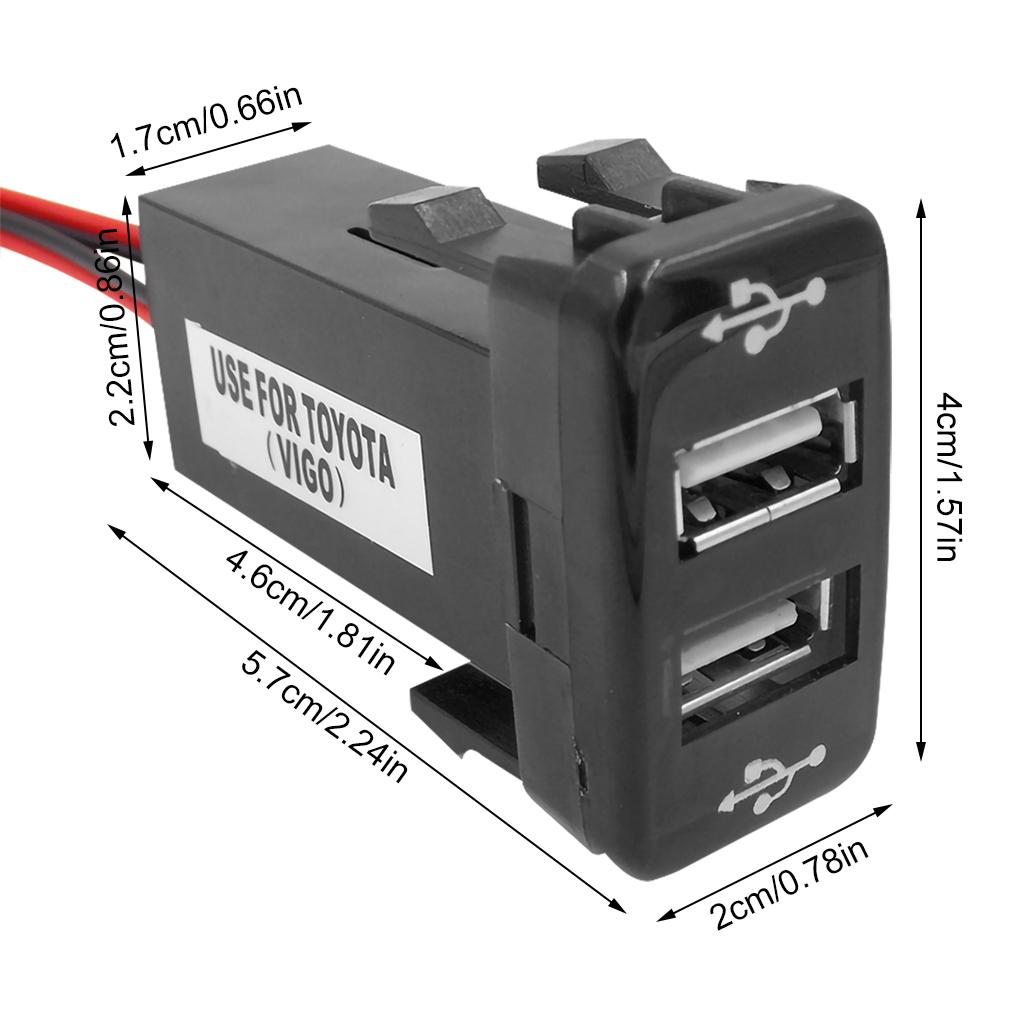 Car Charger Dual USB Charging Adapter 12V 2.1A USB Charging Wired Portable Socket