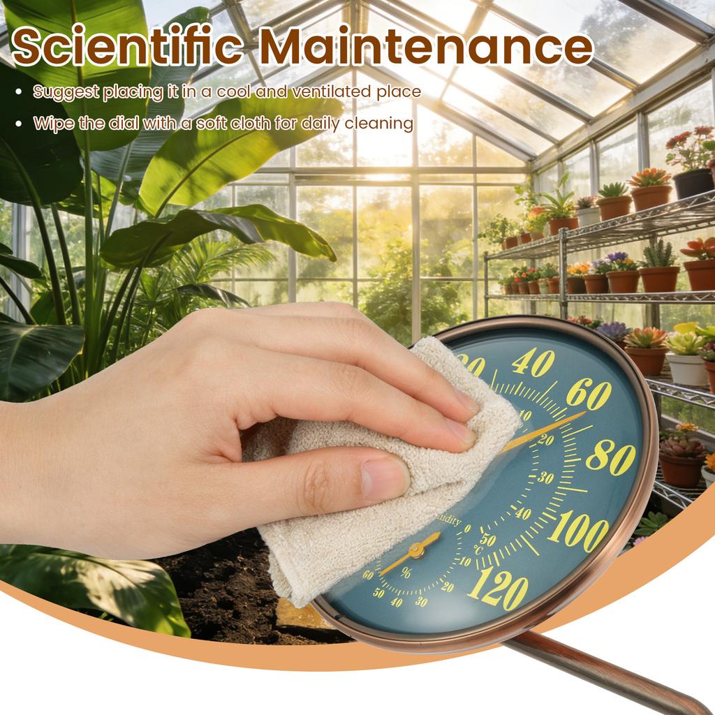 4 Inch Thermometer Hygrometer Dual Scale Display Window Temperature Humidity Monitor for Patio Garage Greenhouse Garden Wall