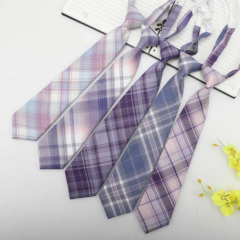 Jk Small Tie Female College Style Lazy Japanese Plaid Uniform Shirt Tie Student Ins Men'S And Women'S Short Styles Free Of Charge