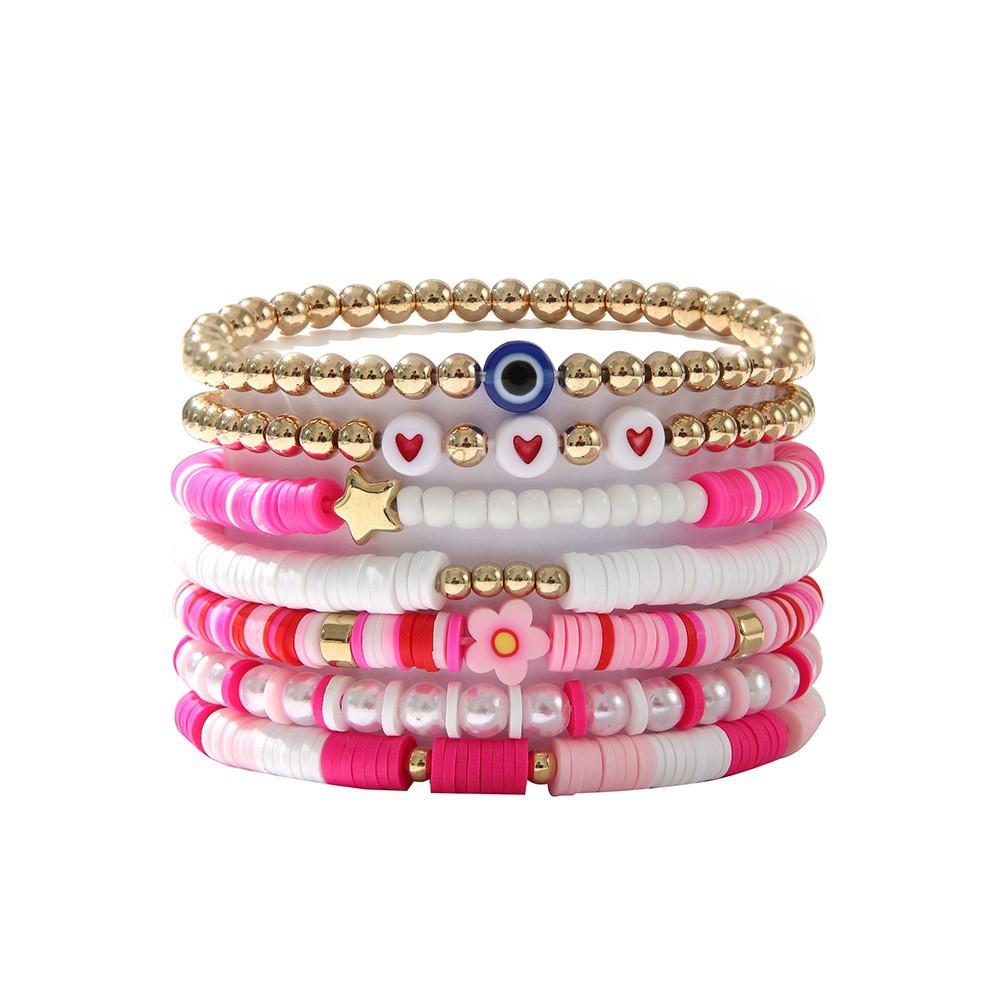 Valentine's Day Bracelet Love Soft Pottery Flower Letter Beaded Bracelet Bracelet Jewelry Set