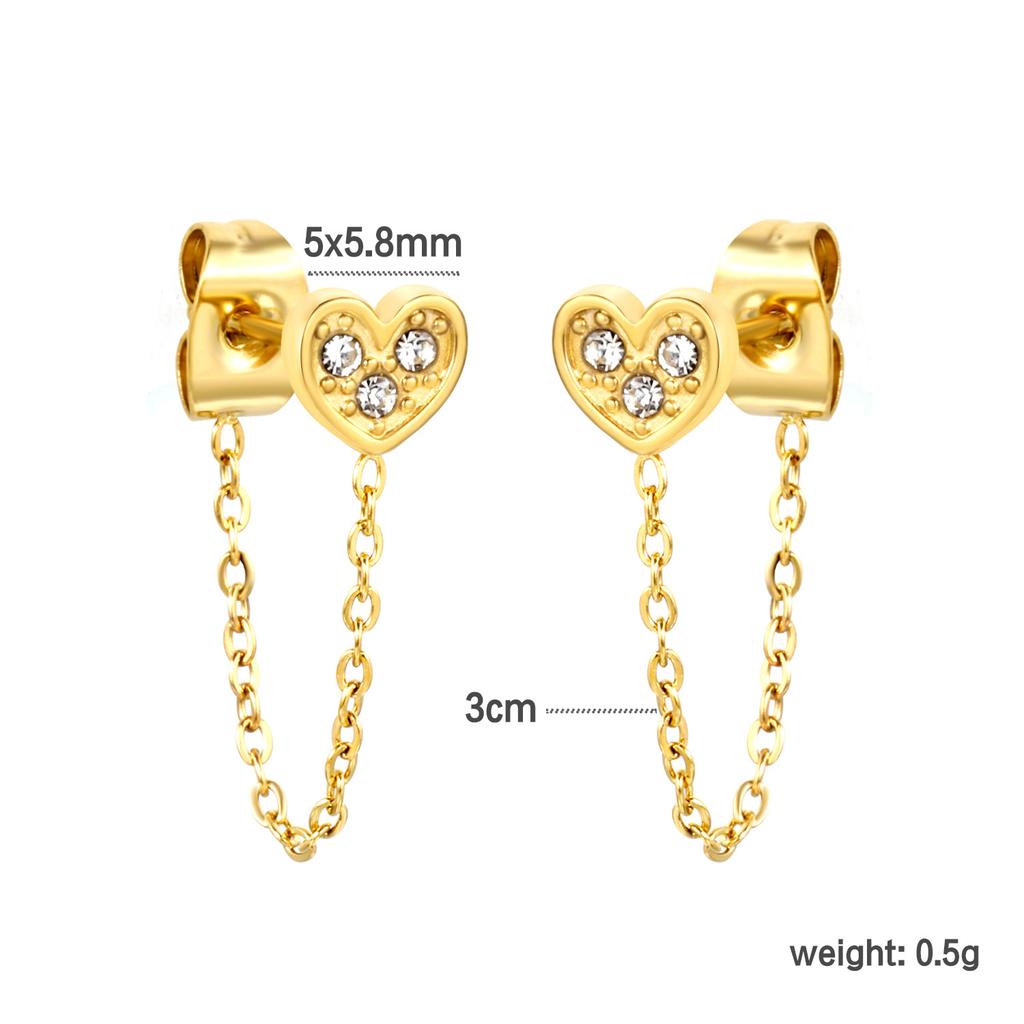 Personalized Long Heart Drip Oil Screw Ear Bone Studs Double Ear Piercing Earrings for Women