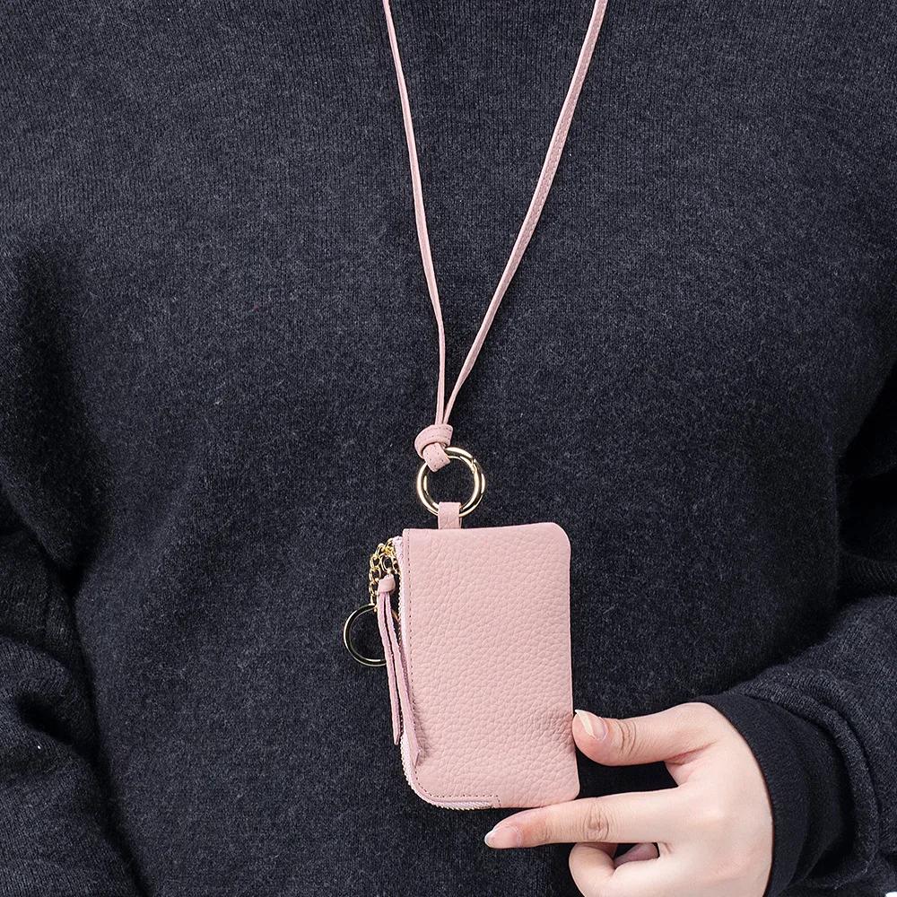 Leather Coin Purse with Key Chain Small Change Purse Keyring Card Holder Coin Pouch Multi-Use Small Wallet for Women