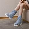 Thick-soled High-top Shoes for Women's Autumn and Winter New Velvet Denim Foot Cover and Thin Women's Boots Casual Short Boots Inner Women's Shoes