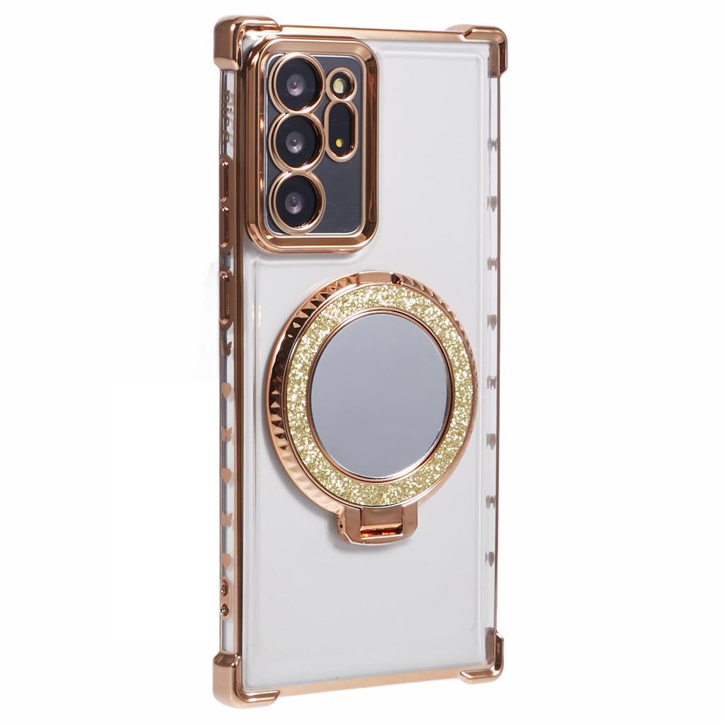 For Samsung Galaxy Note20 Ultra/Note20 Ultra 5G Case Electroplating TPU Cover with Kickstand Mirror