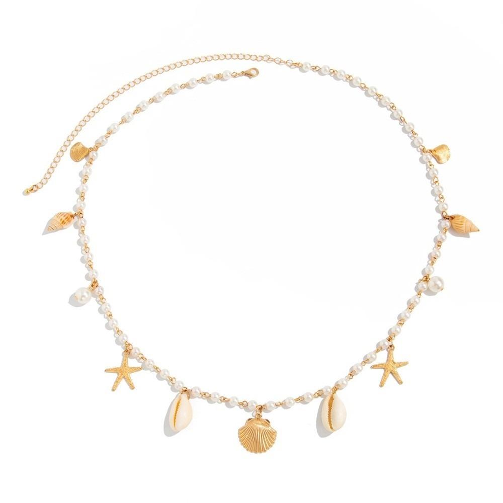 Shell Imitation Pearl Body Chain Adjustable Beads Belly Chain Retro Starfish Waist Chain Ladies