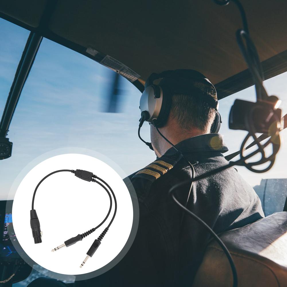 Airbus XLR To GA Dual Plug 5 Pin Aircraft Headphone Connector Cable 5 Pin XLR To GA Twin Plugs Cable for Aviation Communication