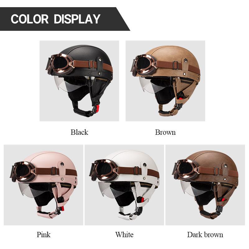 Vintage Half Face Motorcycle Helmet Motorbike Helmets Men Women Unisex Scooter Summer Helmet Black Brown DOT Approved Casque