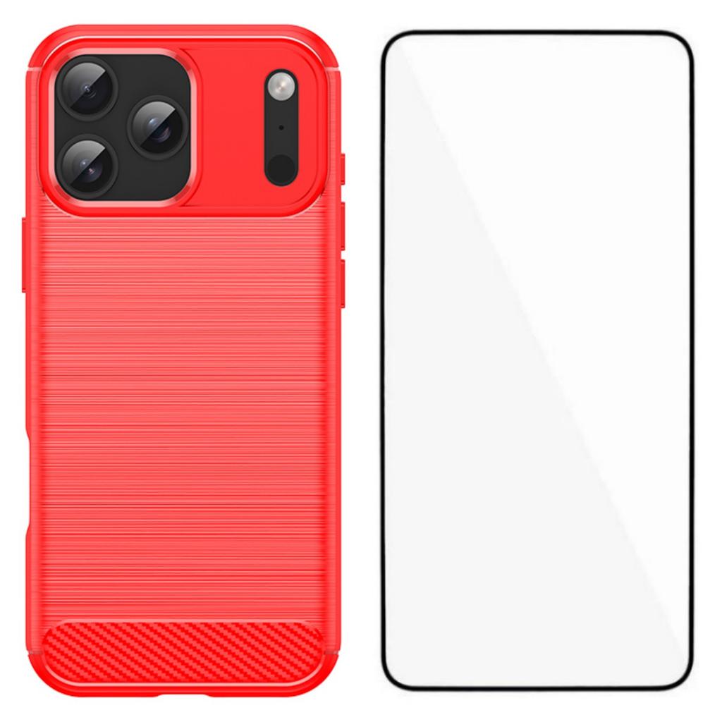 For iPhone 17 Pro Max Case with Tempered Glass WANLONFENG LS Series Brushed Texture TPU Phone Cover