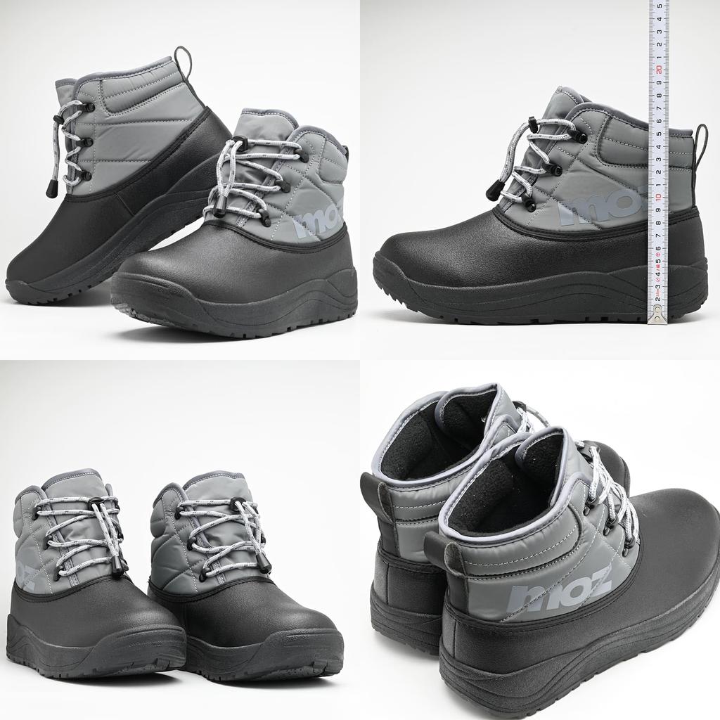 Mozu Bean Short Snow 5684 Boots, Men's Boots, Waterproof, Non-Slip, Water-Repellent, Fleece-Lined, Gray, (5684,GRY,LLL)