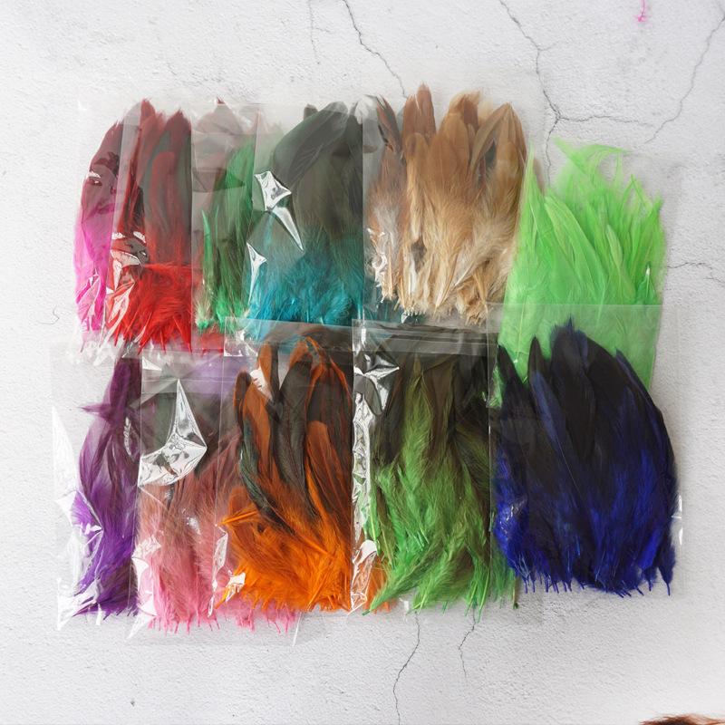 50Pcsdiy Ornaments Crafts Christmas Masks Stage Performance Costumes Colored Chicken Feather Cat Stick Feather
