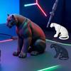 Panther Figurine 3D Printed Black White Wildlife Figure Collectible Animal Sculpture for Home Office Desk Decor