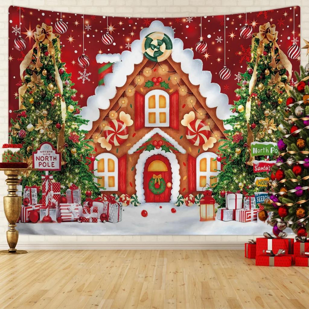 1pc Christmas Background Cloth, Christmas Ball Photography, Background Tapestry, Happy New Year, Family Party Decoration