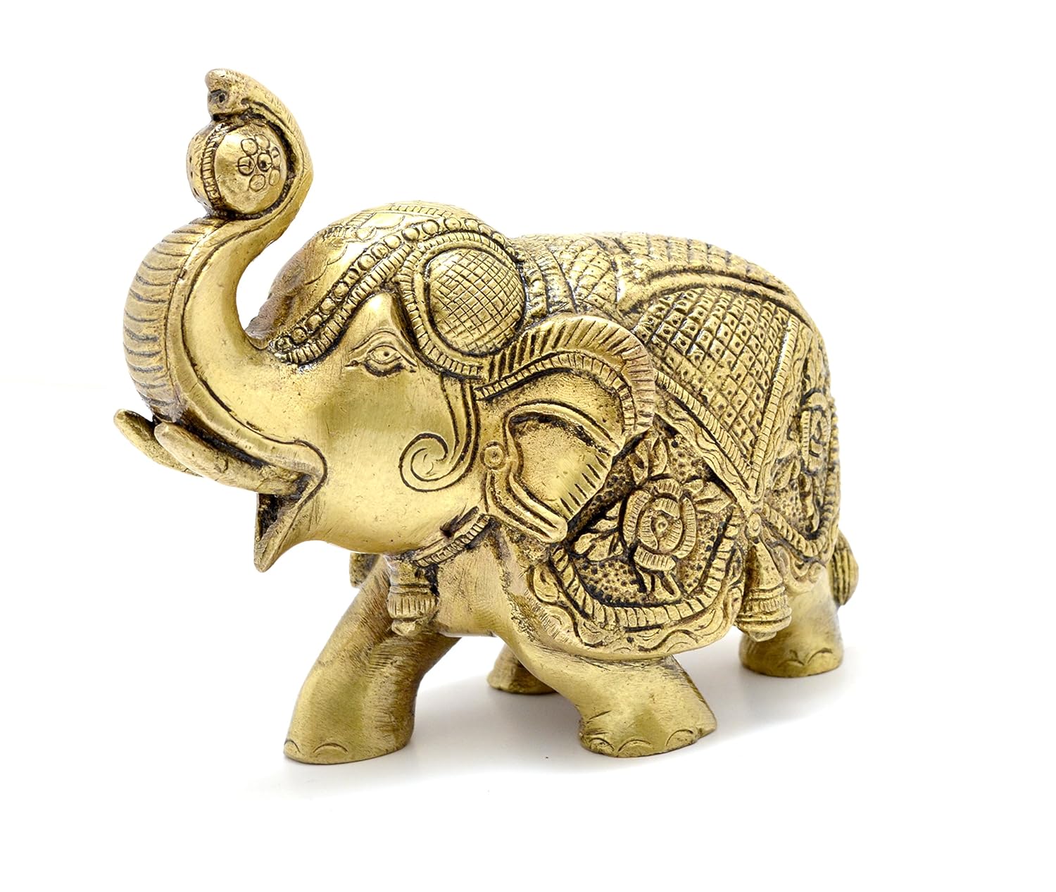 

Maharaja Elephant Design Brass Showpiece Figurine Idol, Religious Murti, Brass
