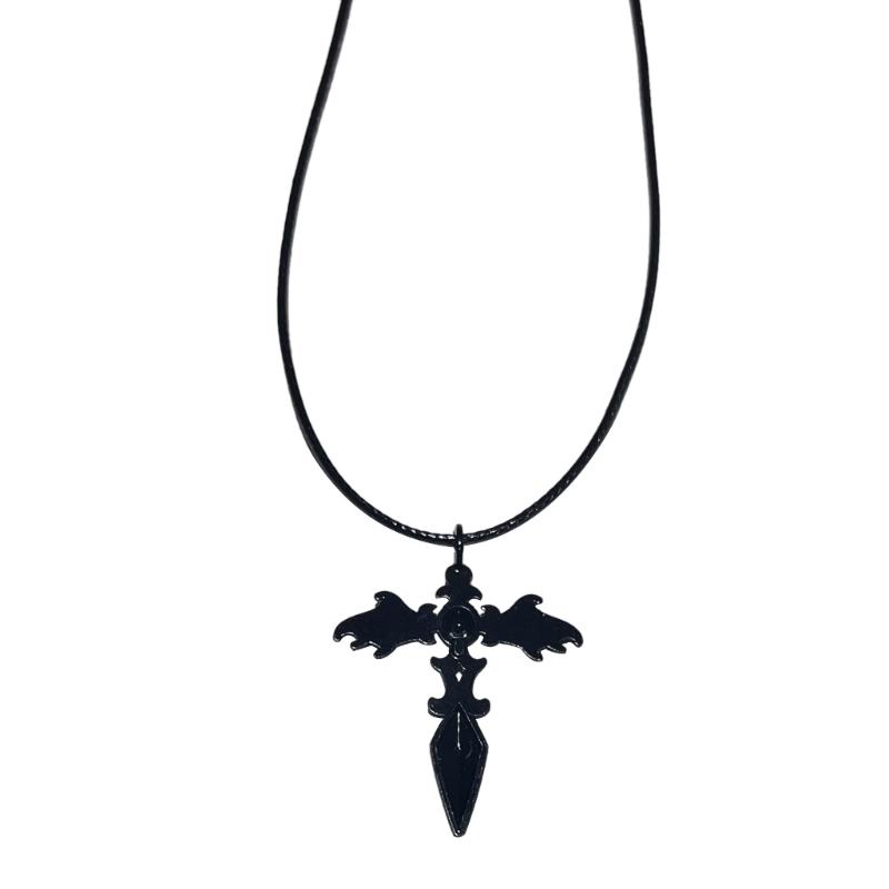 

Punk Style Spiders Pendant Necklace Gothic Moth Charm Clavicle Chain Necklace PU Rope Cross Charm Choker for Women Men 1
