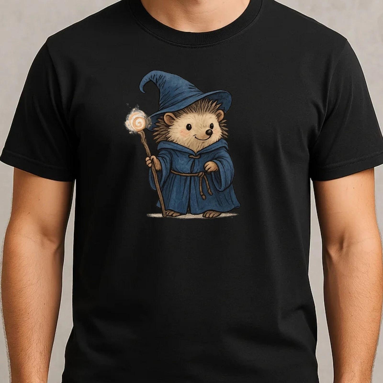 T-Shirt Herren Zauberer Igel Motiv Baumwolle Größe S bis 5XL S