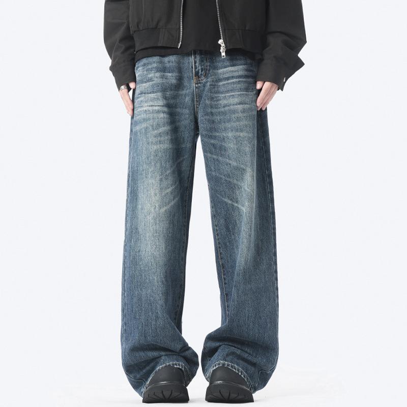 

Американский ретро стиранные джинсы мужские уличные хип-хоп красивые брюки широкого кроя XXL синий