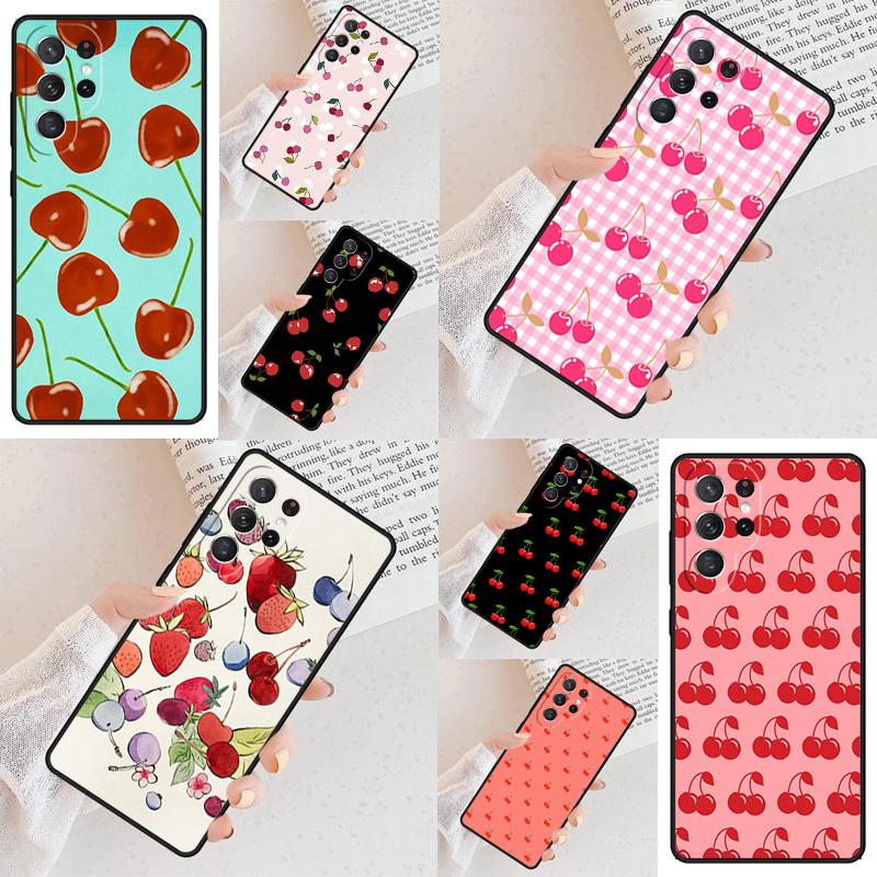 Red Cherry Summer Fruit Cell Phone Case for Samsung Galaxy S26 Ultra S25 S24 S23 S22 S21 S20 Note10 Cover
