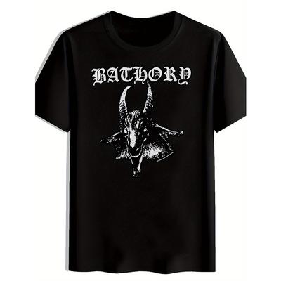 Tallas Europeas Una Camiseta de Manga Corta con Cuello Redondo con un Estampado de Banda de Rock Vintage, Perfecta para el Verano. Este Top es Imprescindible para Hombres