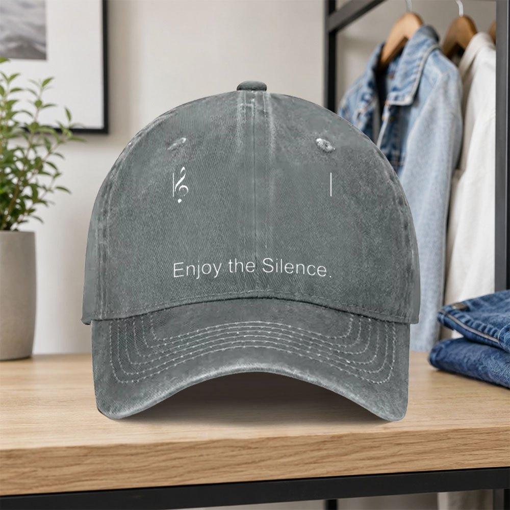 1pc Retro Enjoy The Silence Treble Clef Washed Baseball Cap Classic Casual Unisex Allseason Dad Hat Adjustable Size Suitable