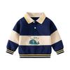 Marineblauer Walprint, neuer Jungen-Pullover mit Kragen, lässiger Kinder-Pullover ohne Kapuze mit Kragen