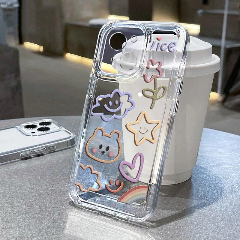Cute Graffiti Mobile Phone Case Suitable For IPhone12/13/14/15 Female Fashion Pattern Transparent Silicone Mobile Phone Case