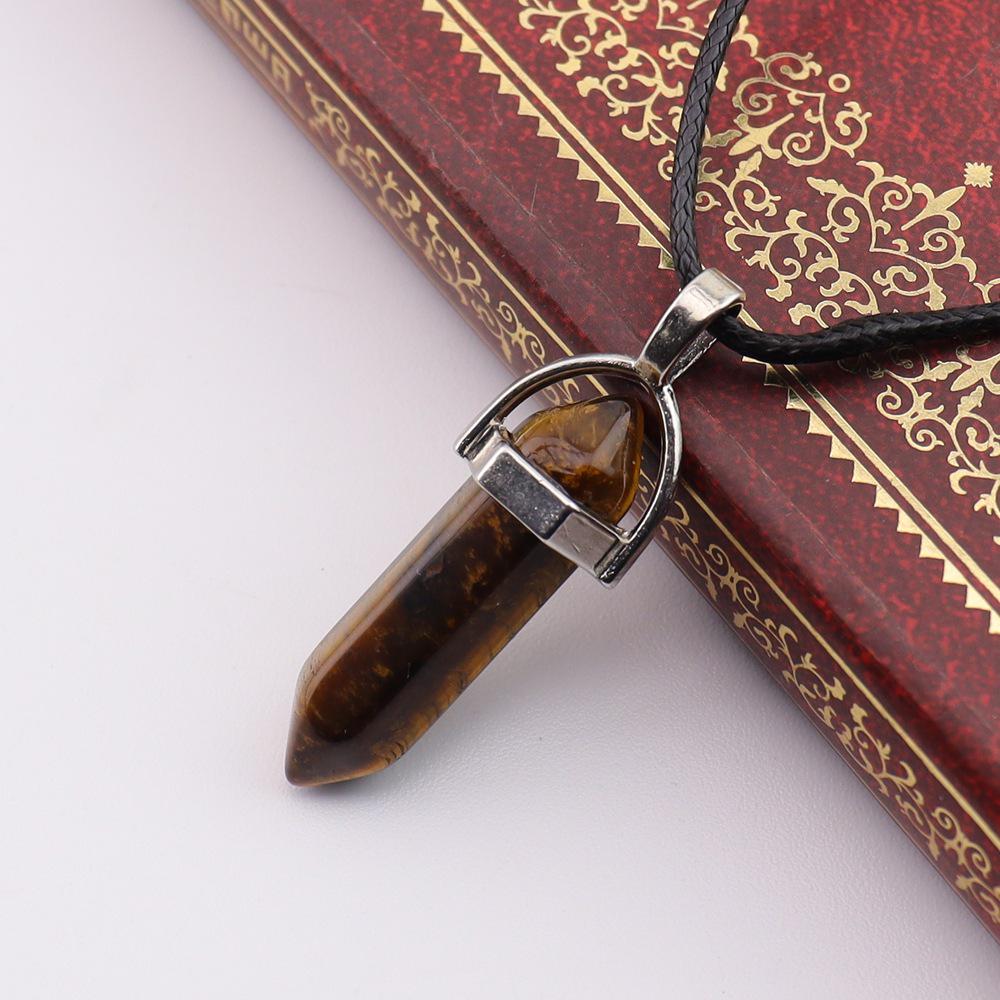 Handmade Amethyst & Rose Quartz Hexagonal Pendant Necklace N760
