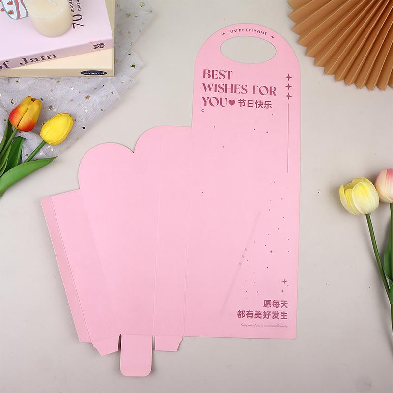 

1Pc Kraft Paper Teacher s Day Flower Box Gift Box Packaging Box Mother s Day Portable Bunch Romantic Flower Wrapping Paper розовый