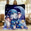 1pc Nightly Dreams Starry Night Elephant Flannel Blanket, Comfortable and Warm Blanket, for Camping Sofa Bed and Couch Office017